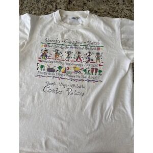Vintage Rasta Reggae Beat T-Shirt Costa Rica White XL Single Stitch. 4763